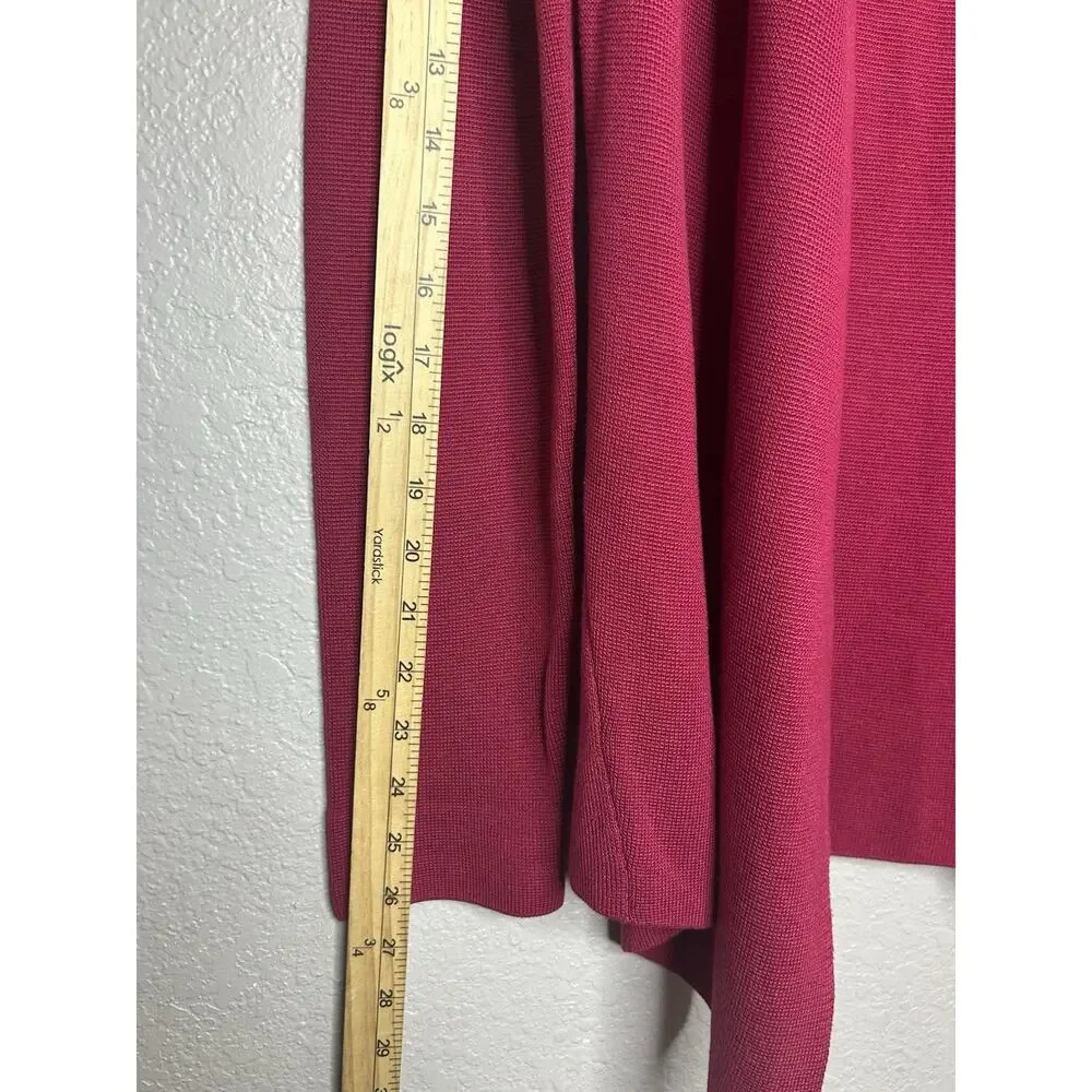 Eileen Fisher Open Front Silk Blend Cardigan Raspberry Career Workwear Medium - Picture 6 of 9